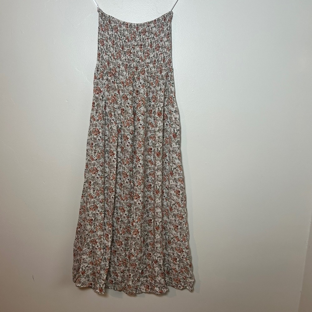 Elloh Floral Maxi Dress Womens Small Multicolor Smocked Strapless Boho